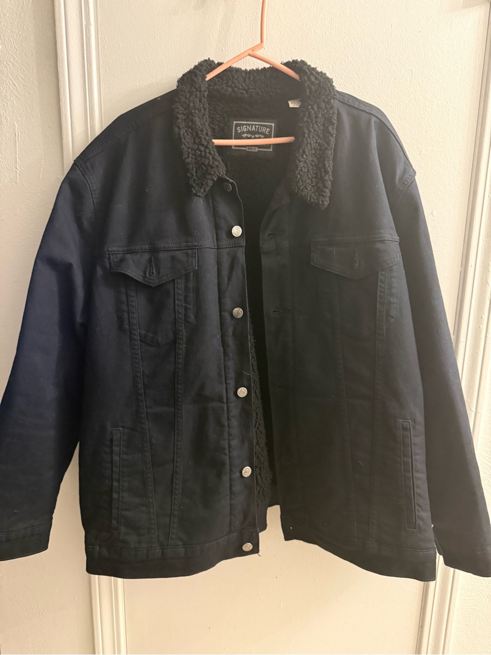 Signature by Levi Strauss Men’s Black Sherpa-Lined Trucker Jacket